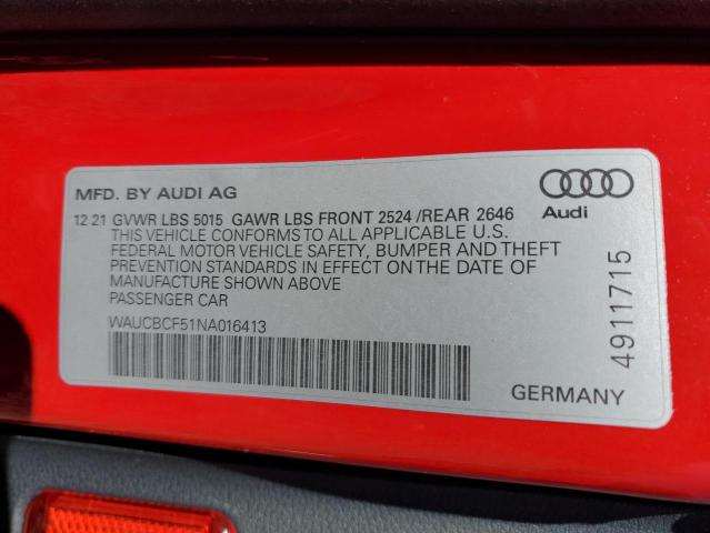 WAUCBCF51NA016413 Audi A5 Premium Plus 40