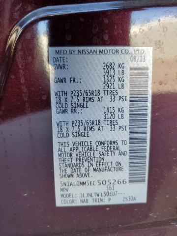 5N1AL0MM5EC505266 Infiniti QX60