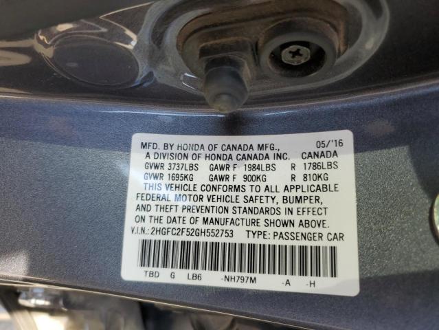 2HGFC2F52GH552753 Honda Civic Lx