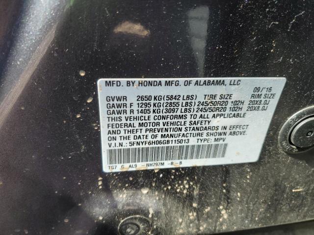 5FNYF6H06GB115013 Honda Pilot Elite