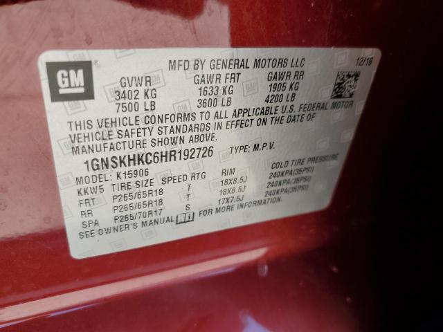 1GNSKHKC6HR192726 Chevrolet SUBURBAN K