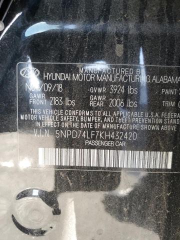 5NPD74LF7KH432420 Hyundai mpi nu