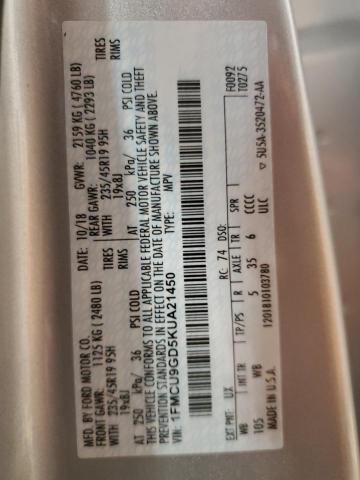 1FMCU9GD5KUA21450 Ford ESCAPE SE