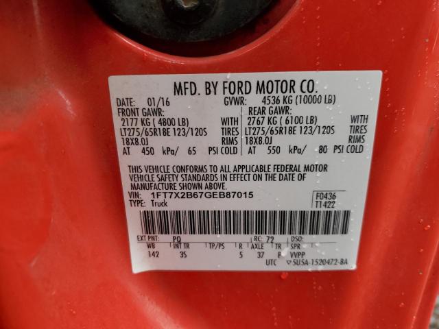 1FT7X2B67GEB87015 Ford 2016