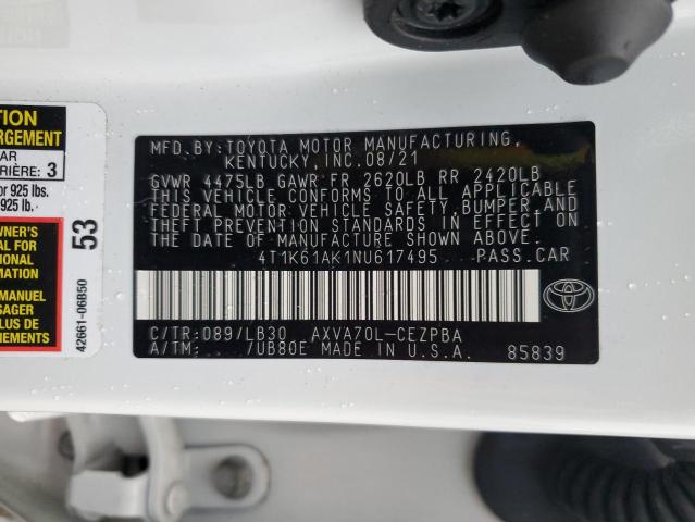 4T1K61AK1NU617495 Toyota CAMRY XSE