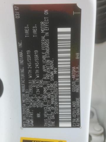 5TDYZRFH1HS207063 Toyota 2gr-fks