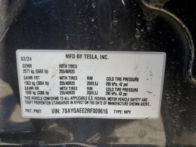 7SAYGAEE2RF009616 Tesla Model Y