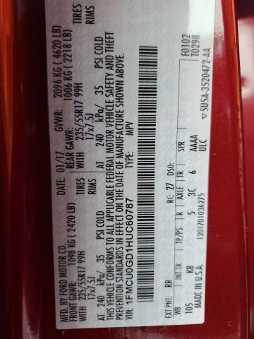 1FMCU0GD1HUC60787 Ford ESCAPE SE