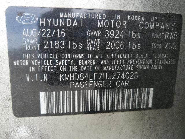 KMHD84LF7HU274023 Hyundai ELANTRA SE