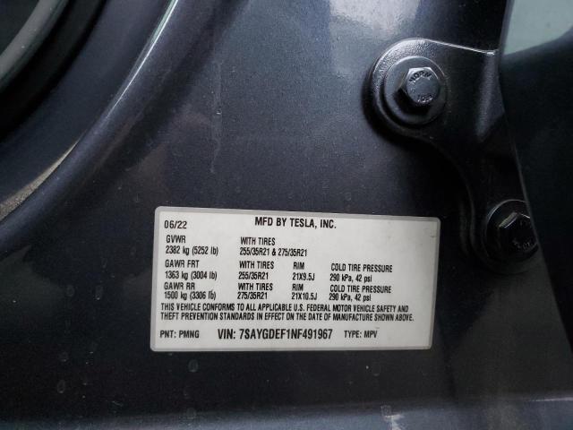 7SAYGDEF1NF491967 Tesla 2022
