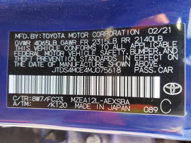 JTDS4MCE4MJ075618 Toyota COROLLA SE