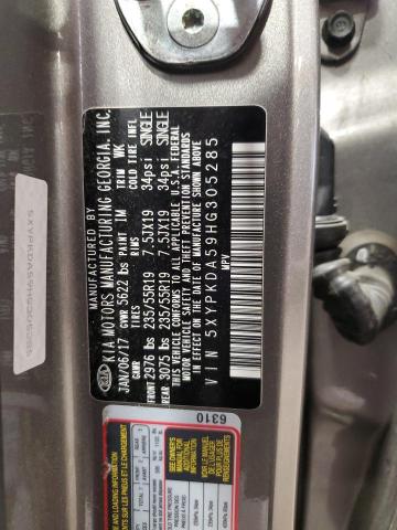 5XYPKDA59HG305285 KIA SORENTO SX