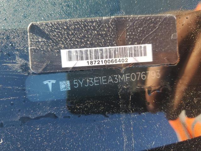 5YJ3E1EA3MF076793 Tesla 2021