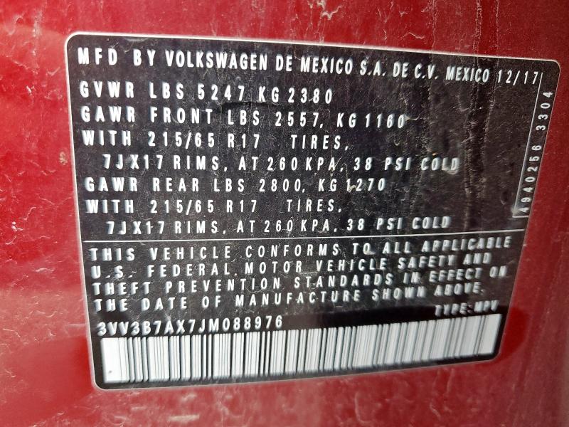 3VV3B7AX7JM088976 Volkswagen TIGUAN SE