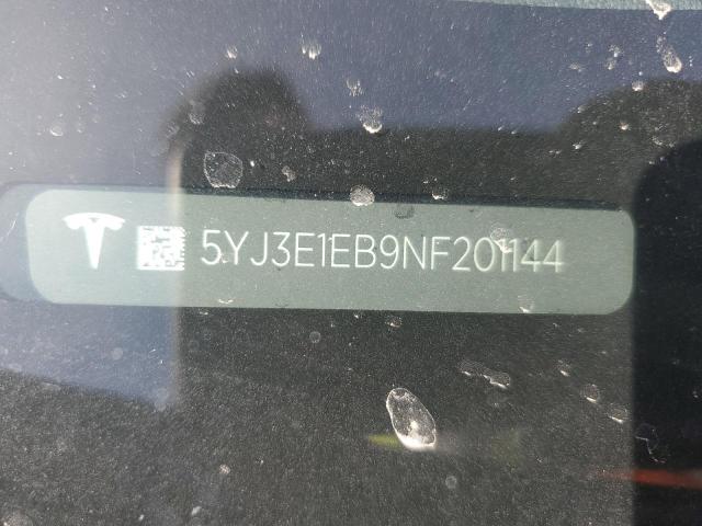 5YJ3E1EB9NF201144 Tesla MODEL 3