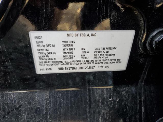 5YJYGAEEXMF223047 Tesla 2021
