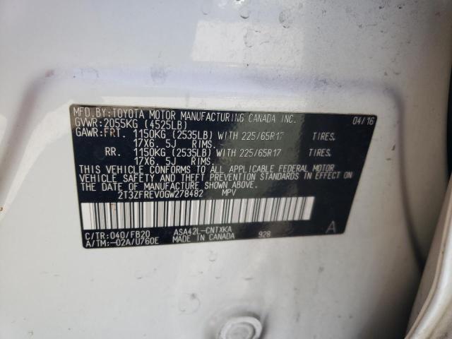 2T3ZFREV0GW278482 Toyota 2ar-fe