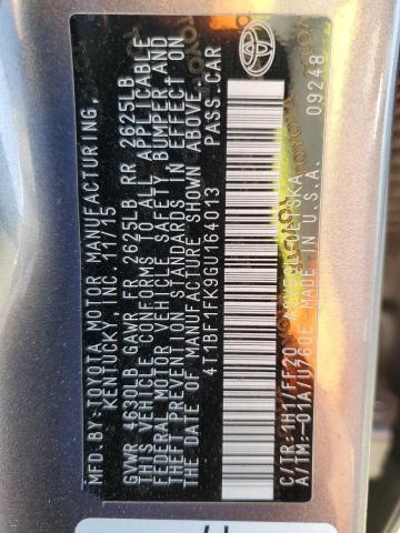 4T1BF1FK9GU164013 Toyota 2ar-fe
