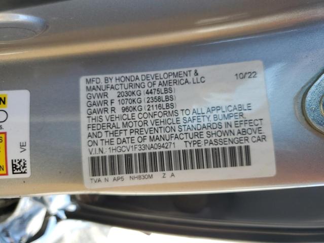 1HGCV1F33NA094271 Honda l15be