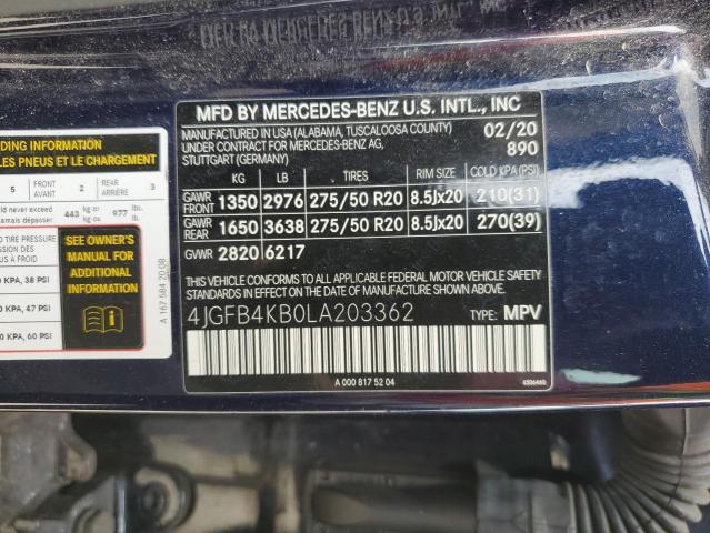 4JGFB4KB0LA203362 Mercedes-Benz GLE 350 4M
