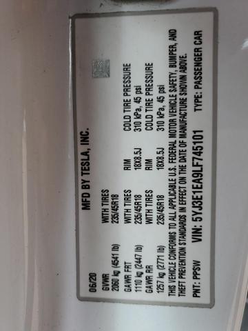 5YJ3E1EA9LF745101 Tesla 2020