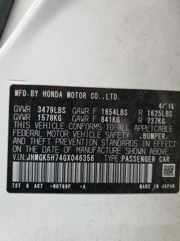 JHMGK5H74GX046356 Honda FIT EX