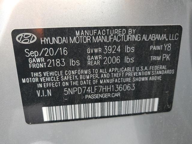5NPD74LF7HH136063 Hyundai 2017