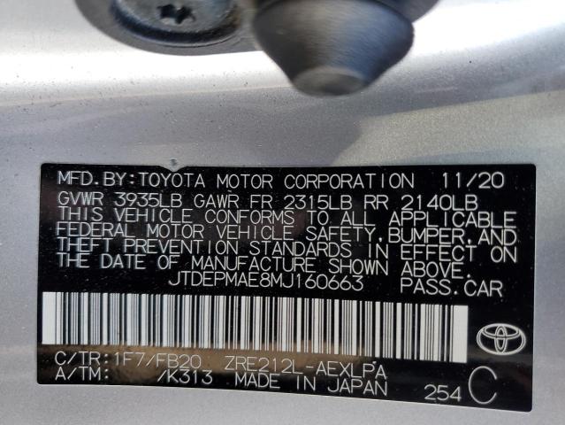 JTDEPMAE8MJ160663 Toyota COROLLA LE