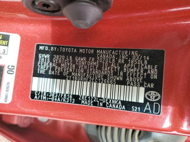 2T1BURHE2EC126665 Toyota COROLLA L