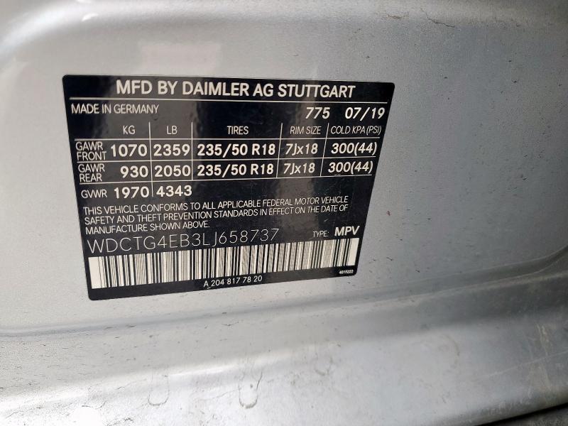 WDCTG4EB3LJ658737 Mercedes-Benz GLA 250