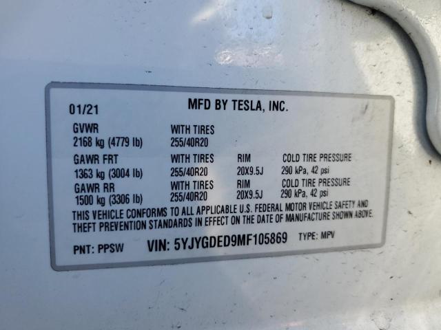 5YJYGDED9MF105869 Tesla Model Y