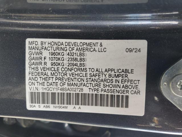 1HGCY1F48SA002728 Honda l15be