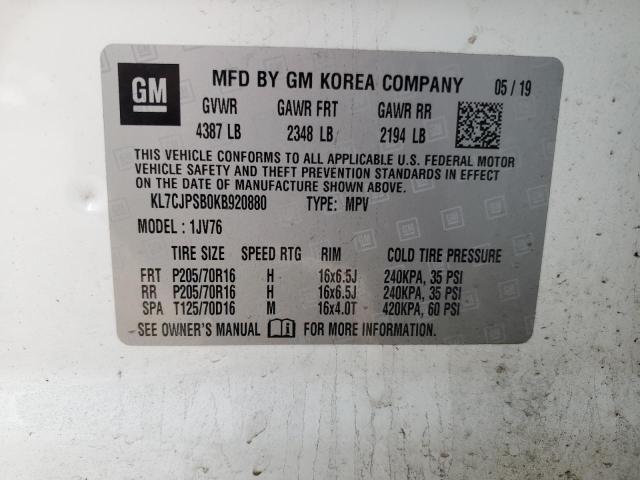 KL7CJPSB0KB920880 Chevrolet TRAX 1LT