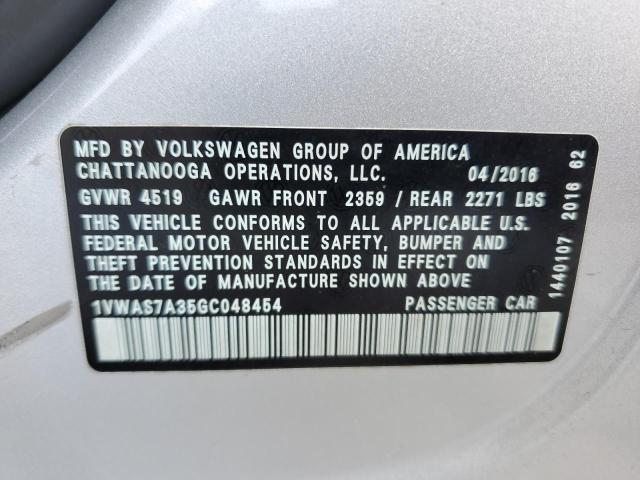 1VWAS7A35GC048454 Volkswagen PASSAT S