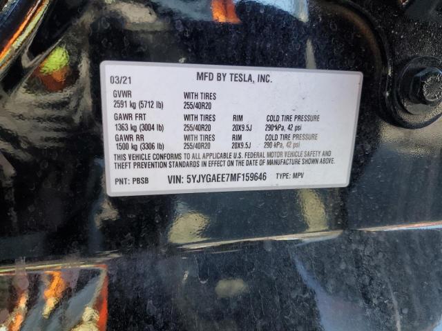 5YJYGAEE7MF159646 Tesla 2021
