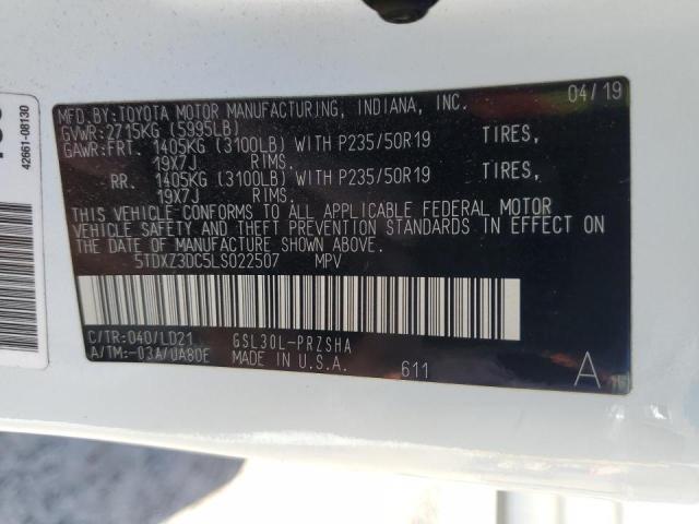 5TDXZ3DC5LS022507 Toyota 2gr-fks