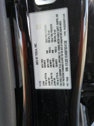 5YJ3E1EA9SF924138 Tesla 2025