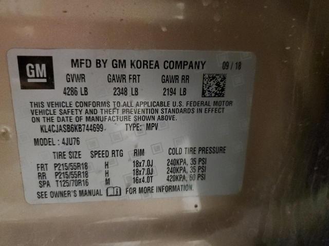 KL4CJASB6KB744699 Buick luv: mfi, variable valve timing, alum, e85 max