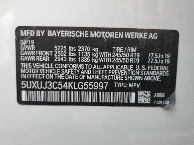 5UXUJ3C54KLG55997 BMW 2019