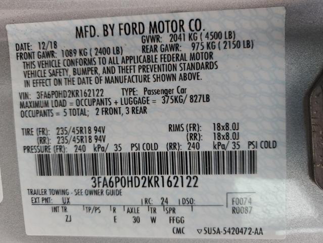 3FA6P0HD2KR162122 Ford FUSION SE