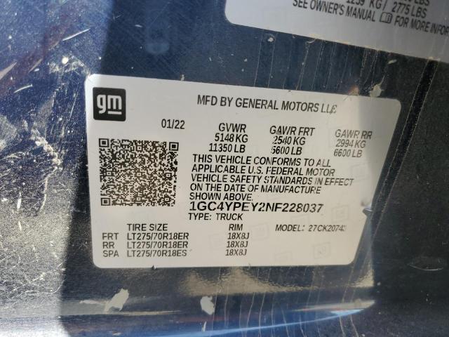 1GC4YPEY2NF228037 Chevrolet Silverado