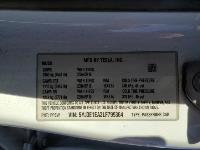 5YJ3E1EA3LF799364 Tesla 2020