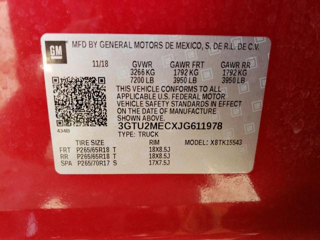 3GTU2MECXJG611978 GMC Sierra K1500 Sle