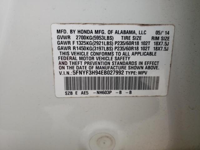 5FNYF3H94EB027992 Honda Pilot Touring