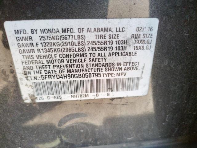 5FRYD4H90GB050795 Acura Mdx Advance