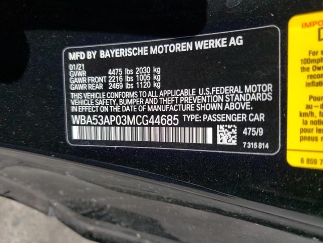 WBA53AP03MCG44685 BMW 430I
