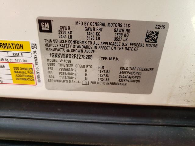 1GKKVSKD2FJ278265 GMC Acadia Slt-2