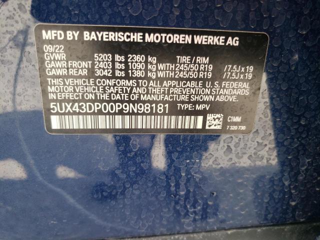 5UX43DP00P9N98181 BMW X3 Sdrive30i