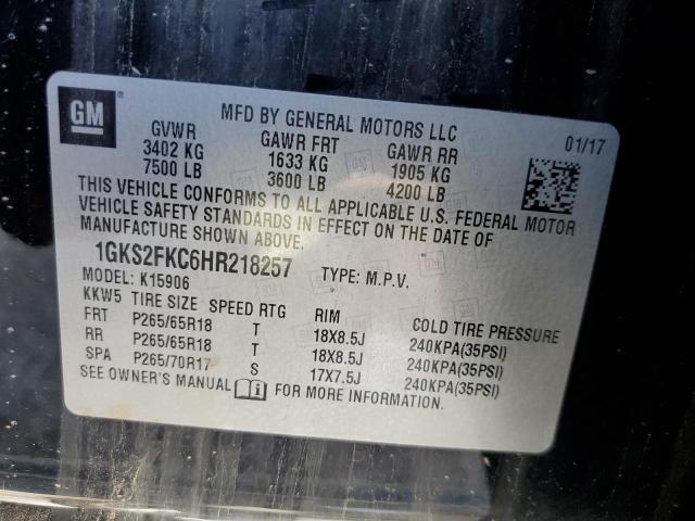 1GKS2FKC6HR218257 GMC Yukon Xl K1500 Sle