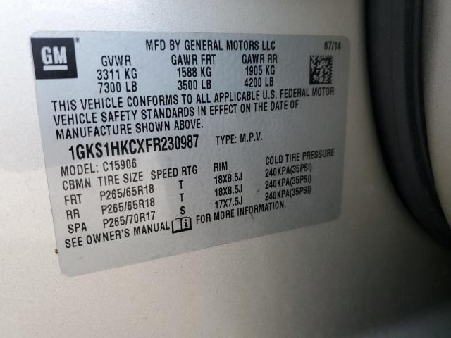 1GKS1HKCXFR230987 GMC Yukon Xl C1500 Slt